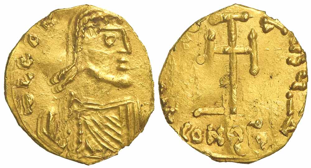 Ancient Byzantine Empire Leontius Tremissis Gold 