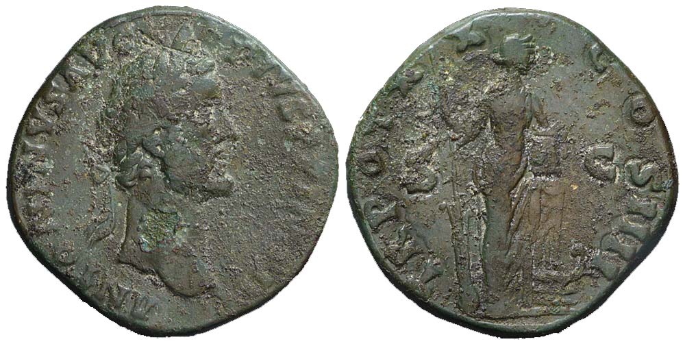 Ancient Roman Empire Antoninus Pius Sestertius 