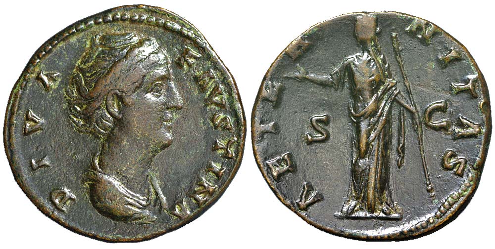 Ancient Roman Empire Diva Faustina senior Sestertius 