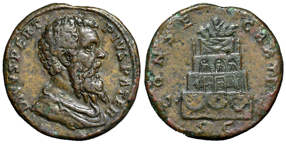 Ancient Roman Empire Divus Pertinax Sestertius 