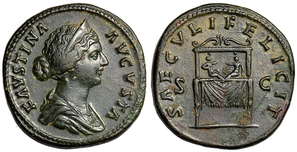 Ancient Roman Empire Faustina Sestertius 