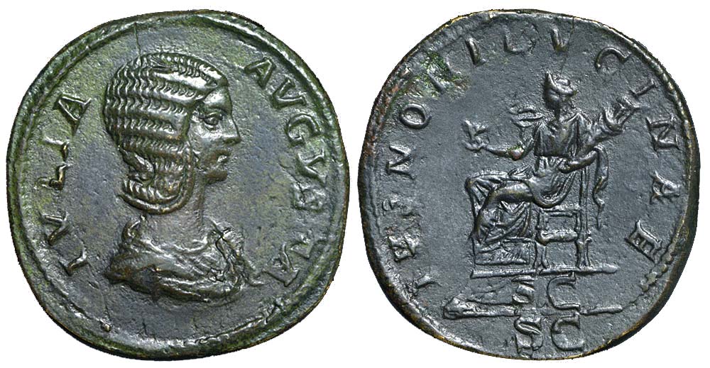 Ancient Roman Empire Iulia Domna Sestertius 