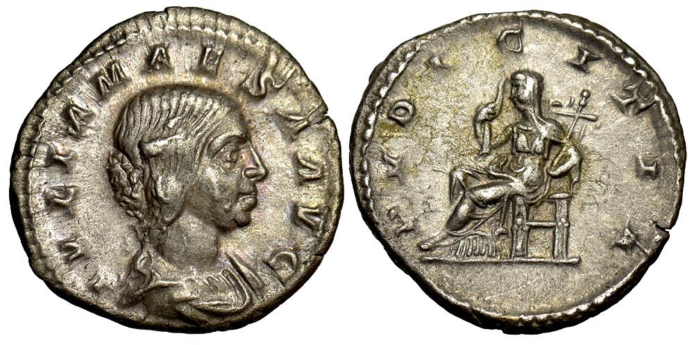 Ancient Roman Empire Iulia Maesa Denarius 