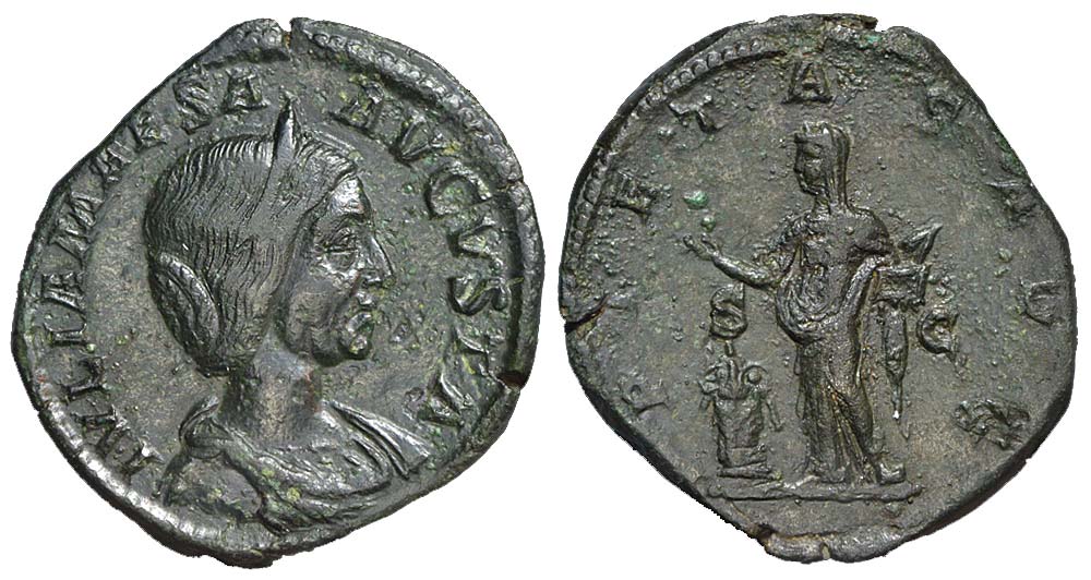Ancient Roman Empire Iulia Maesa Sestertius 