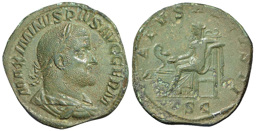 Ancient Roman Empire Maximinus Sestertius 
