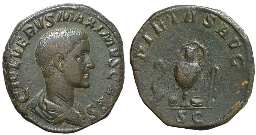 Ancient Roman Empire Maximus caesar Sestertius 