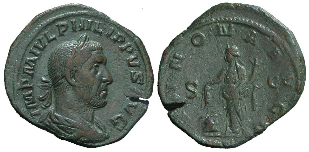 Ancient Roman Empire Philippus Sestertius 