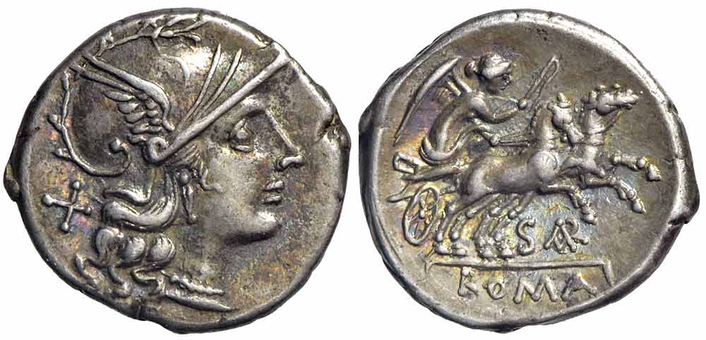 Ancient Roman Republic Atilius Saranus Denarius 