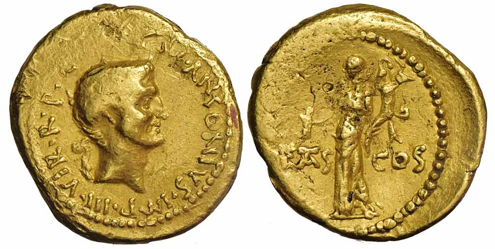 Ancient Roman Republic Marcus Antonius Aureus Gold 