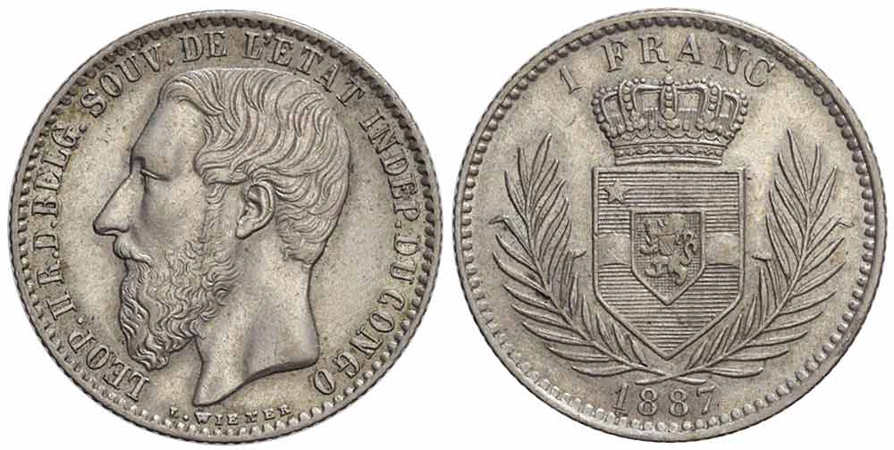 Belgian Congo Leopold Franc 1887 