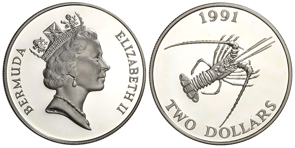 Bermuda Elizabeth Dollars 1991 