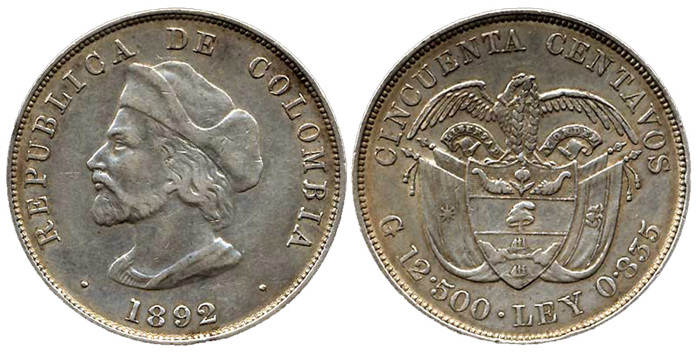 Colombia Republic Cent 1892 