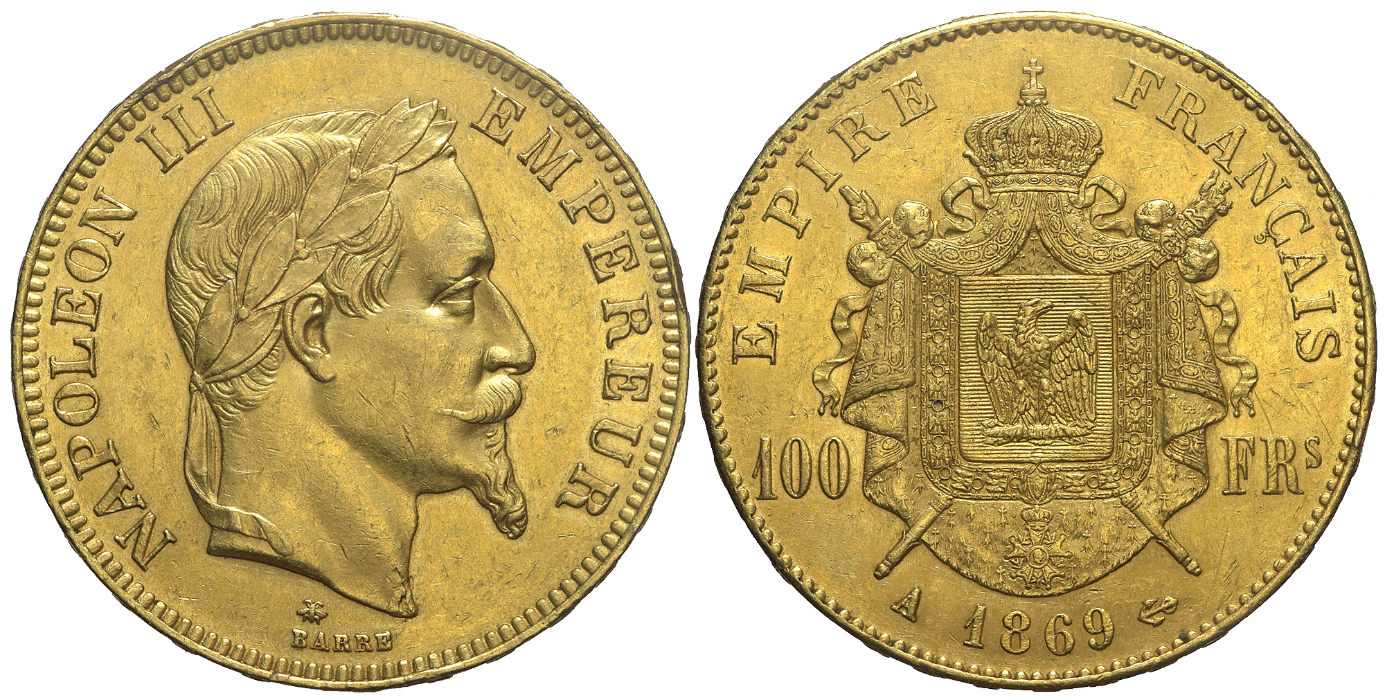France Napoleon Francs 1869 Gold 