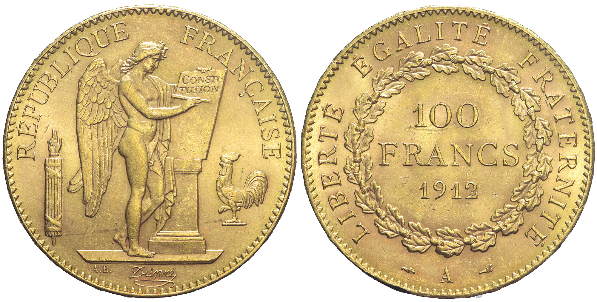 France Third Republic Francs 1912 Gold 