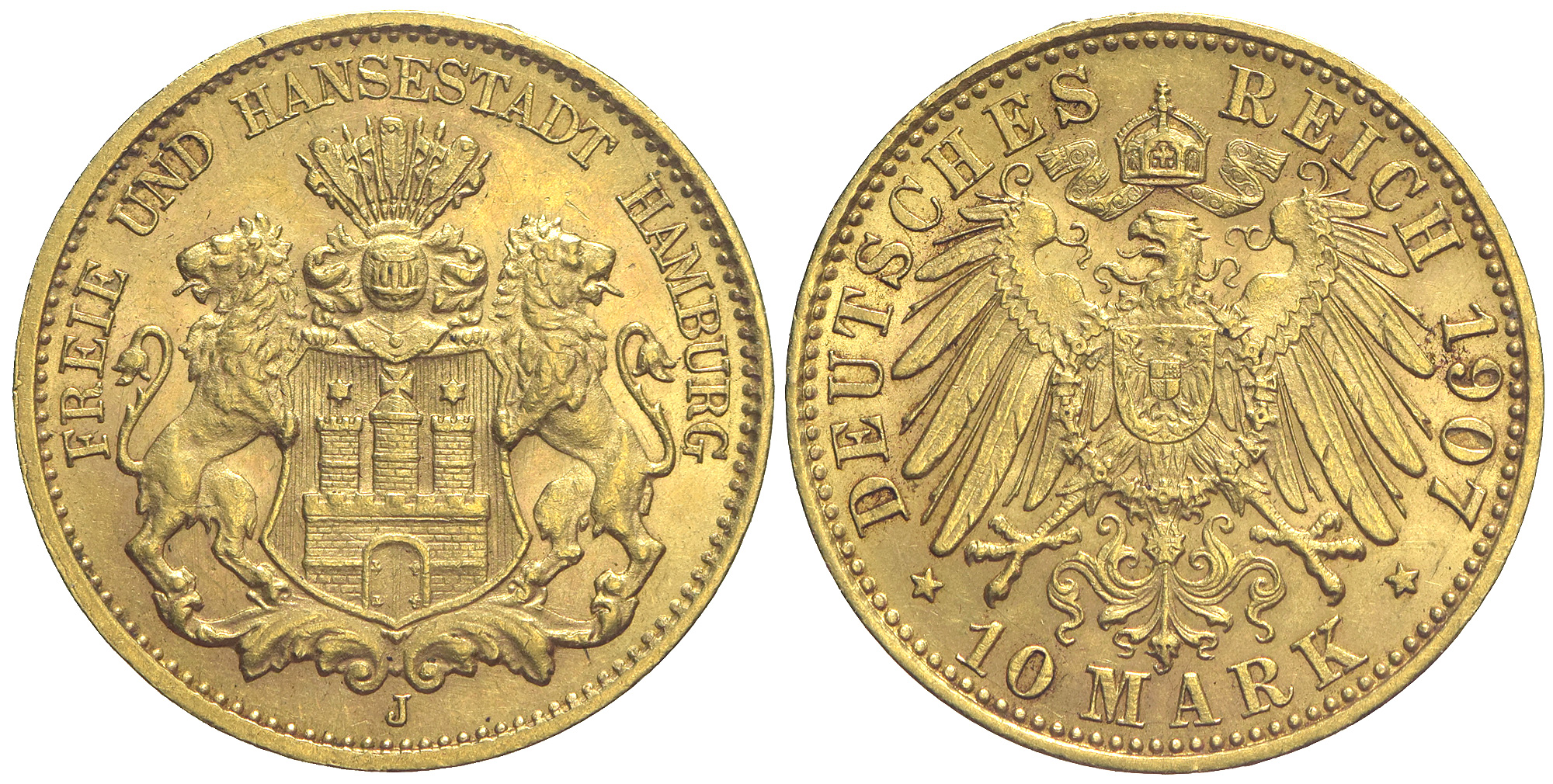 Germany Hamburg Mark 1907 Gold 