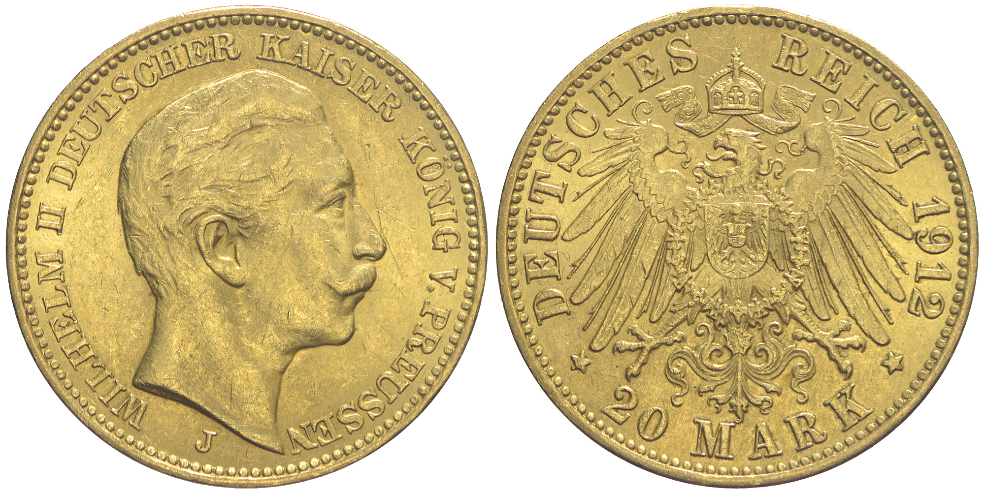Germany Prussia Wilhelm Mark 1912 Gold 