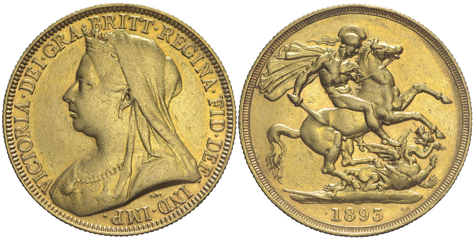 Great Britain Victoria Pounds 1893 Gold 