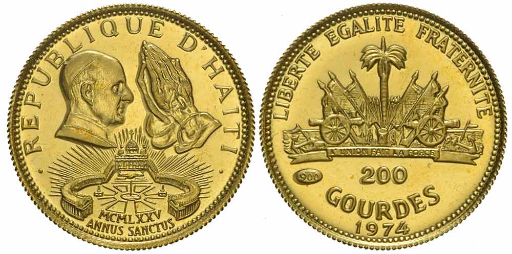 Haiti Republic Gourdes 1974 Gold 
