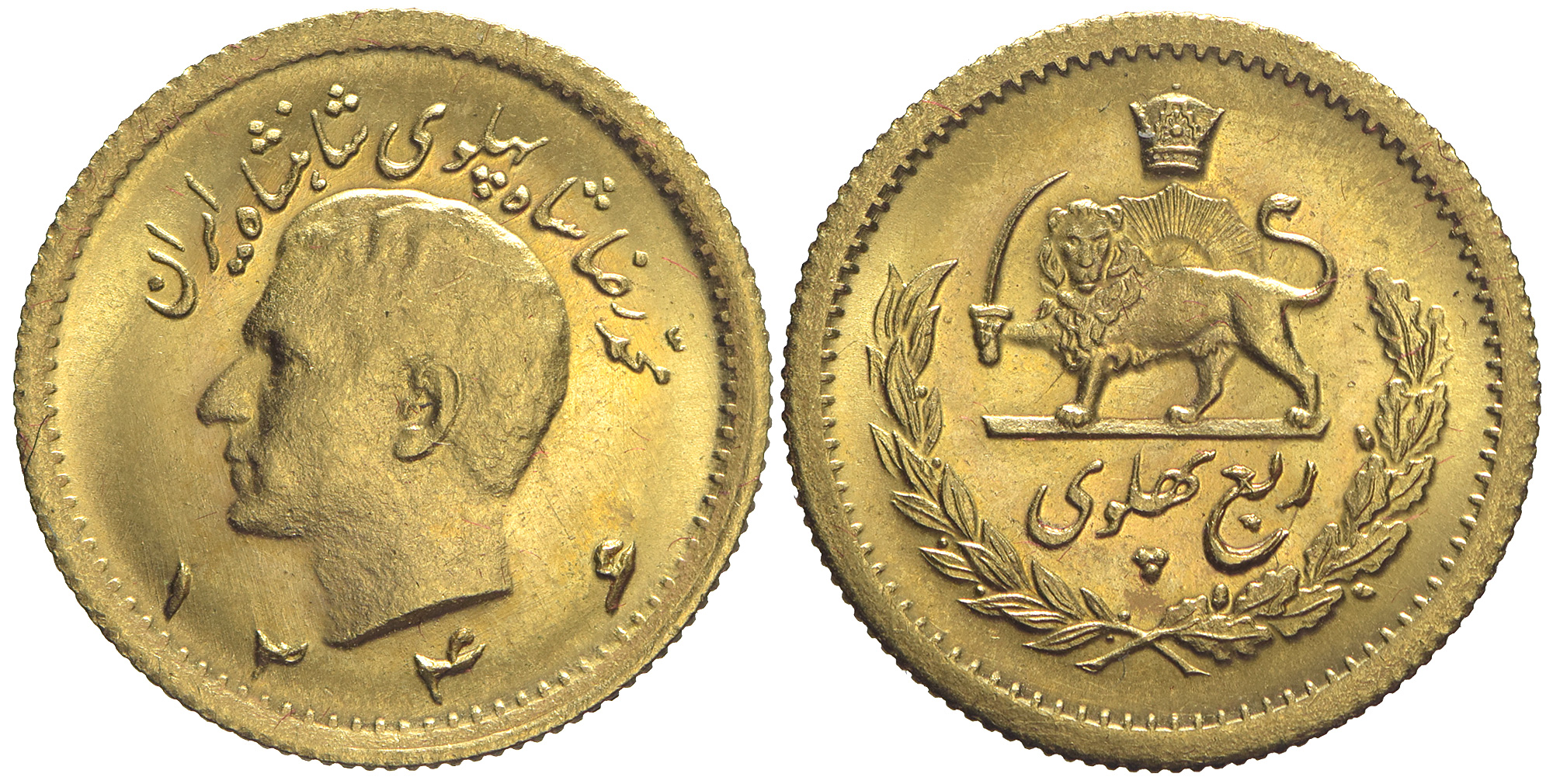 Iran Mohammad Reza Shah Pahlavi 1346 Gold 