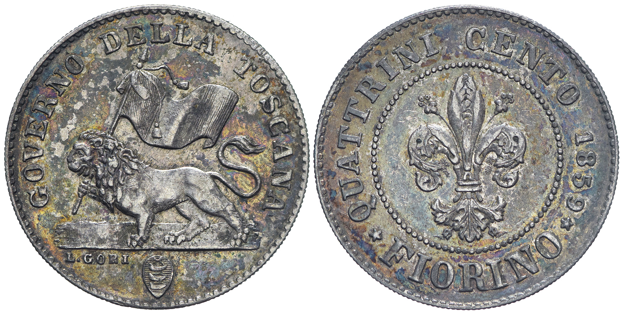 Italy Regional Mints Firenze Governo Provvisorio Fiorino 1859 