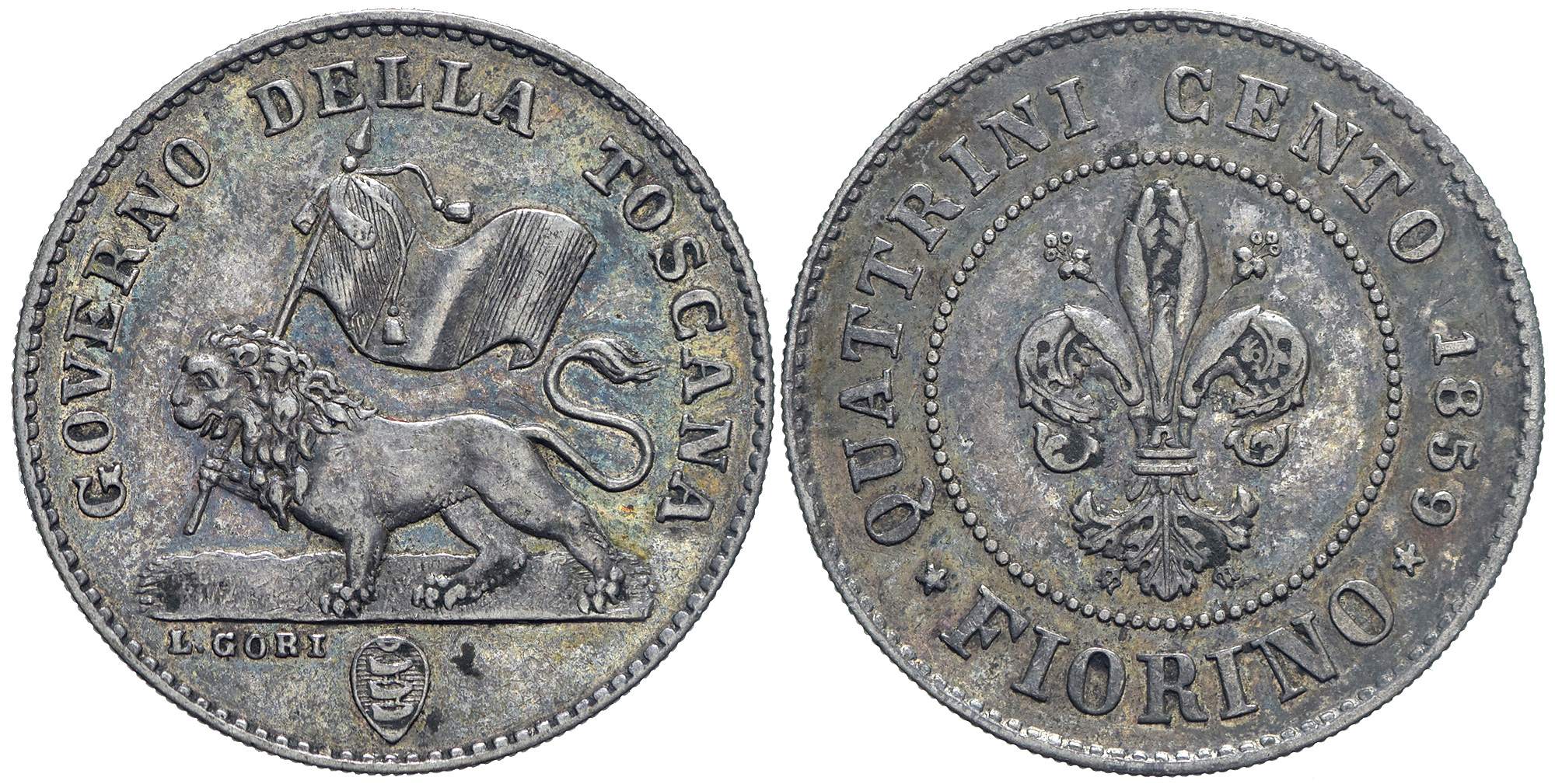 Italy Regional Mints Firenze Governo Provvisorio Fiorino 1859 