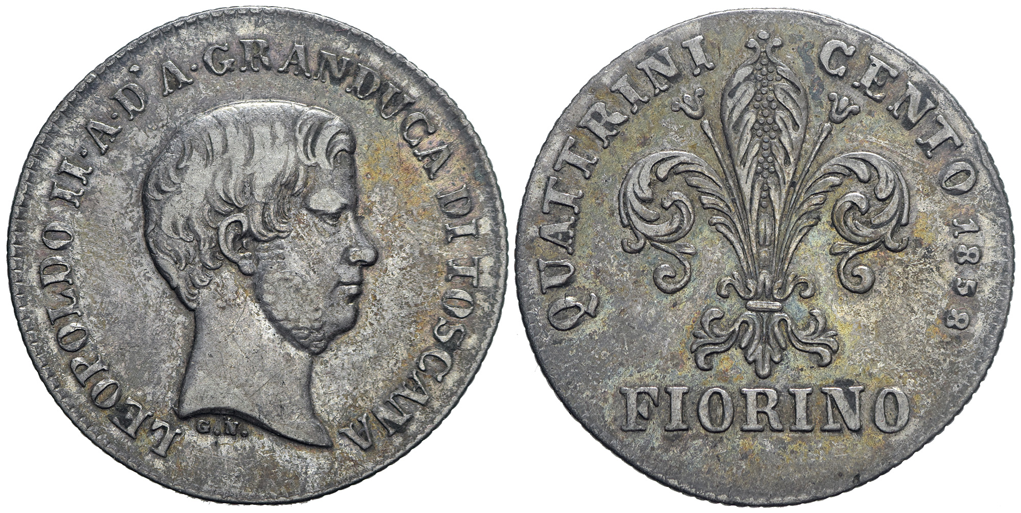 Italy Regional Mints Firenze Leopold Fiorino 1858 