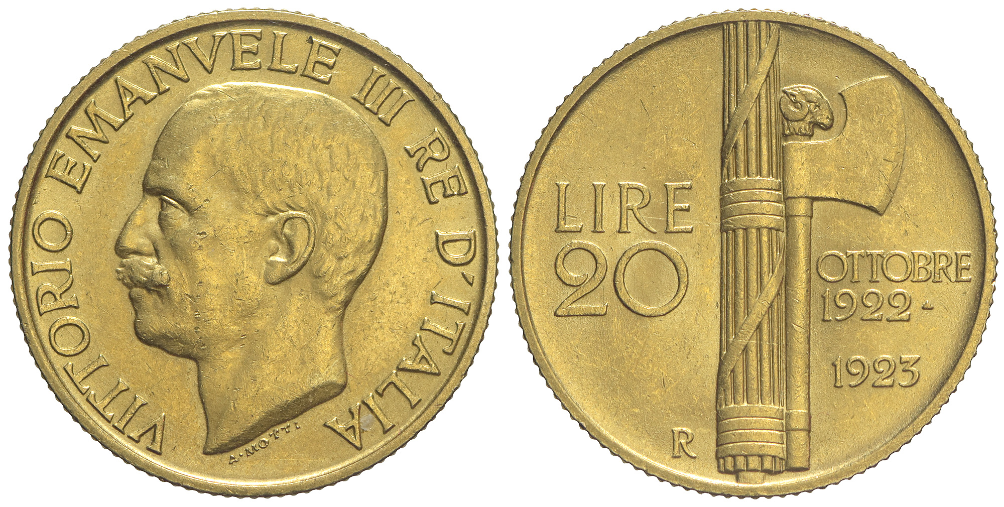 Italy Kingdom Vittorio Emanuele Lire 1923 Gold 