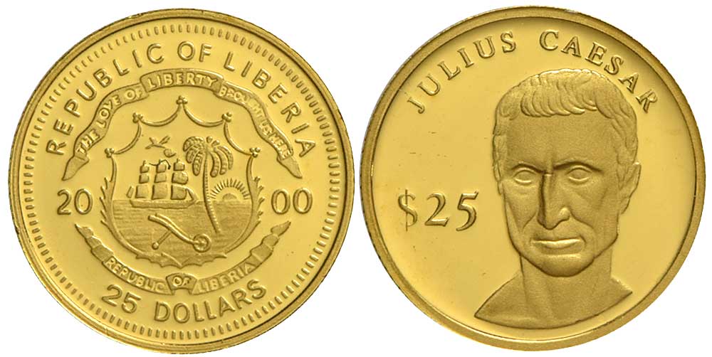 Liberia Republic Dollars 2000 Gold 