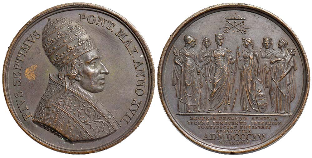 Medals Rome Pius Medal 1815 