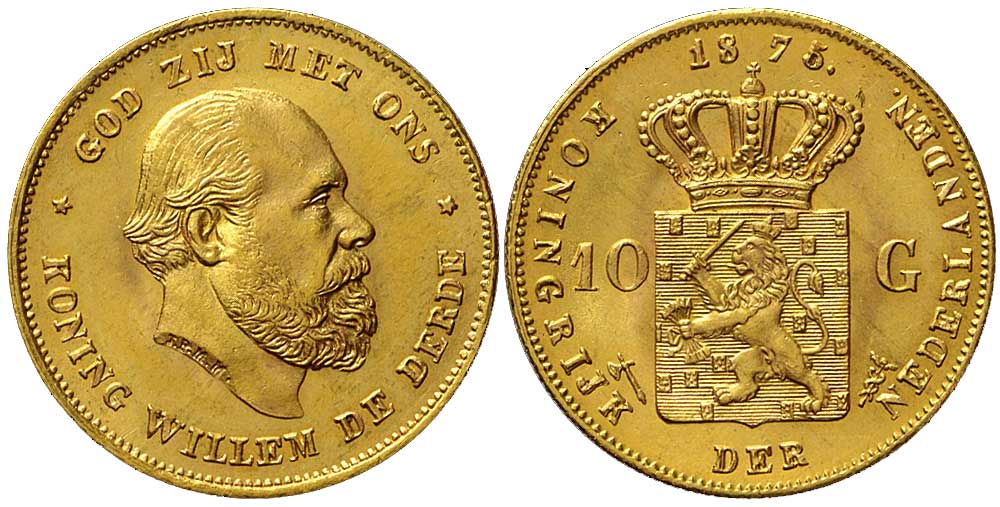 Netherlands William Gulden 1875 Gold 