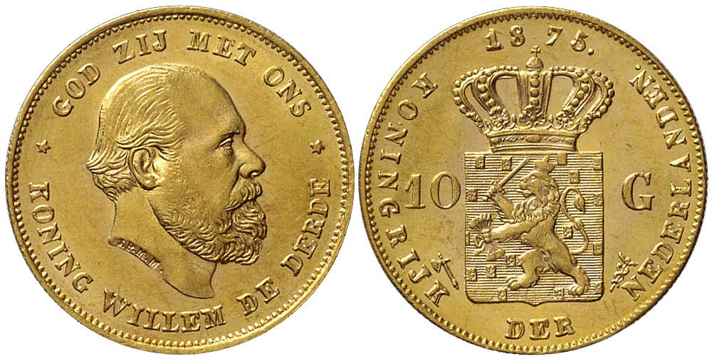 Netherlands William Gulden 1875 Gold 