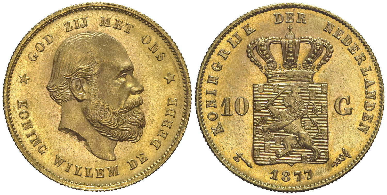 Netherlands William Gulden 1877 Gold 