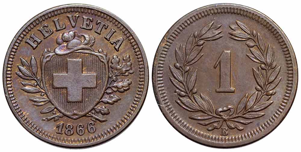 Switzerland Confoederatio Helvetica Cent 1866 
