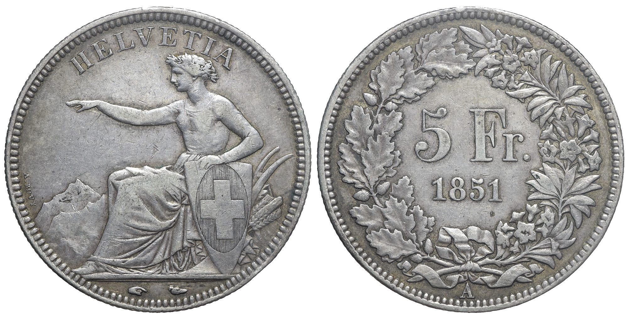 Switzerland Confoederatio Helvetica Francs 1851 