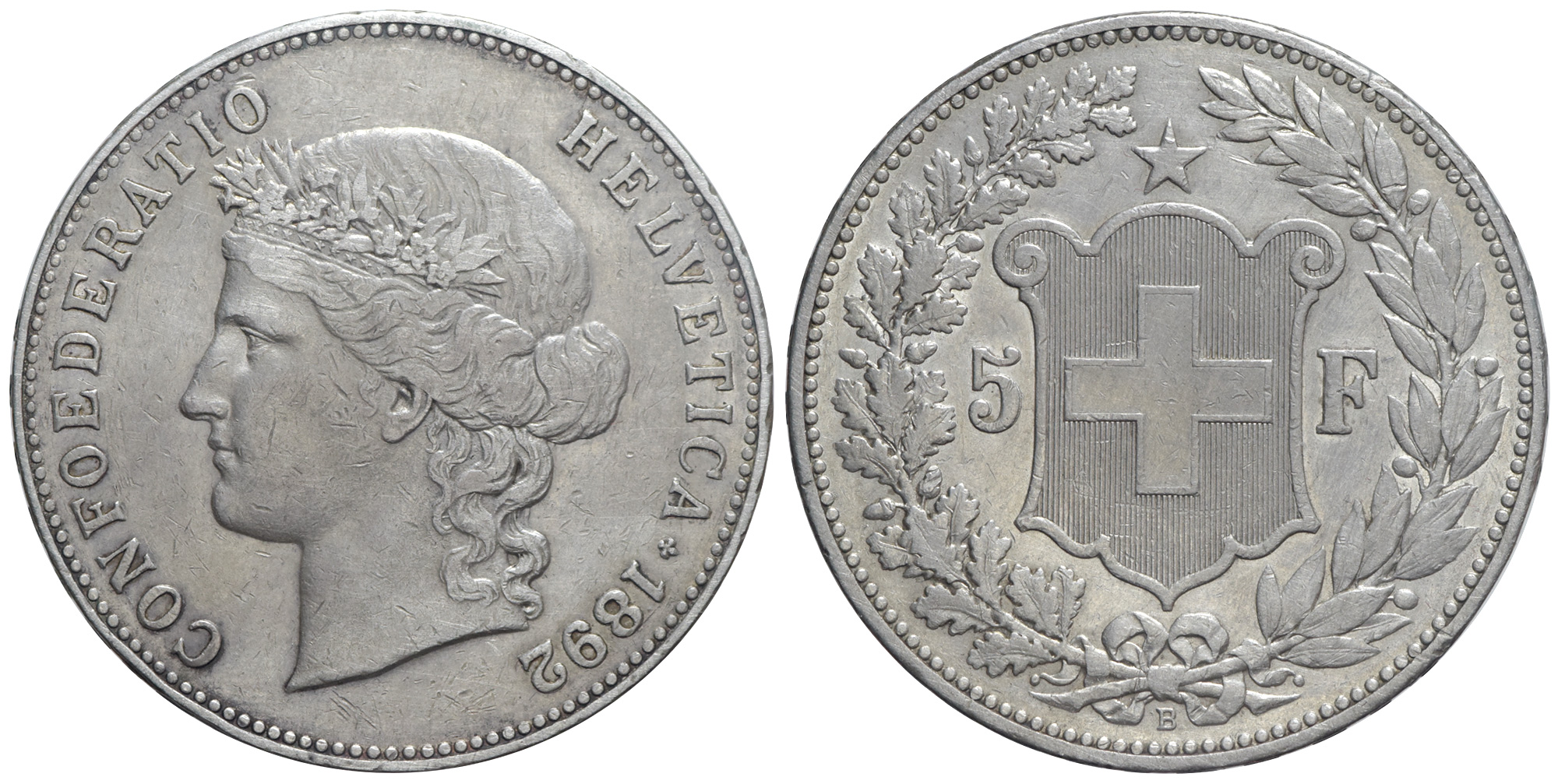 Switzerland Confoederatio Helvetica Francs 1892 