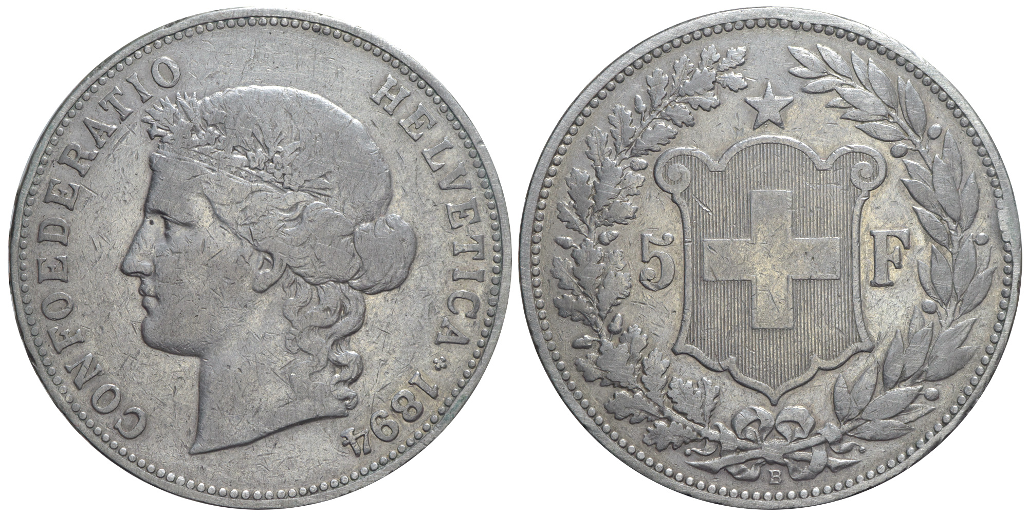 Switzerland Confoederatio Helvetica Francs 1894 