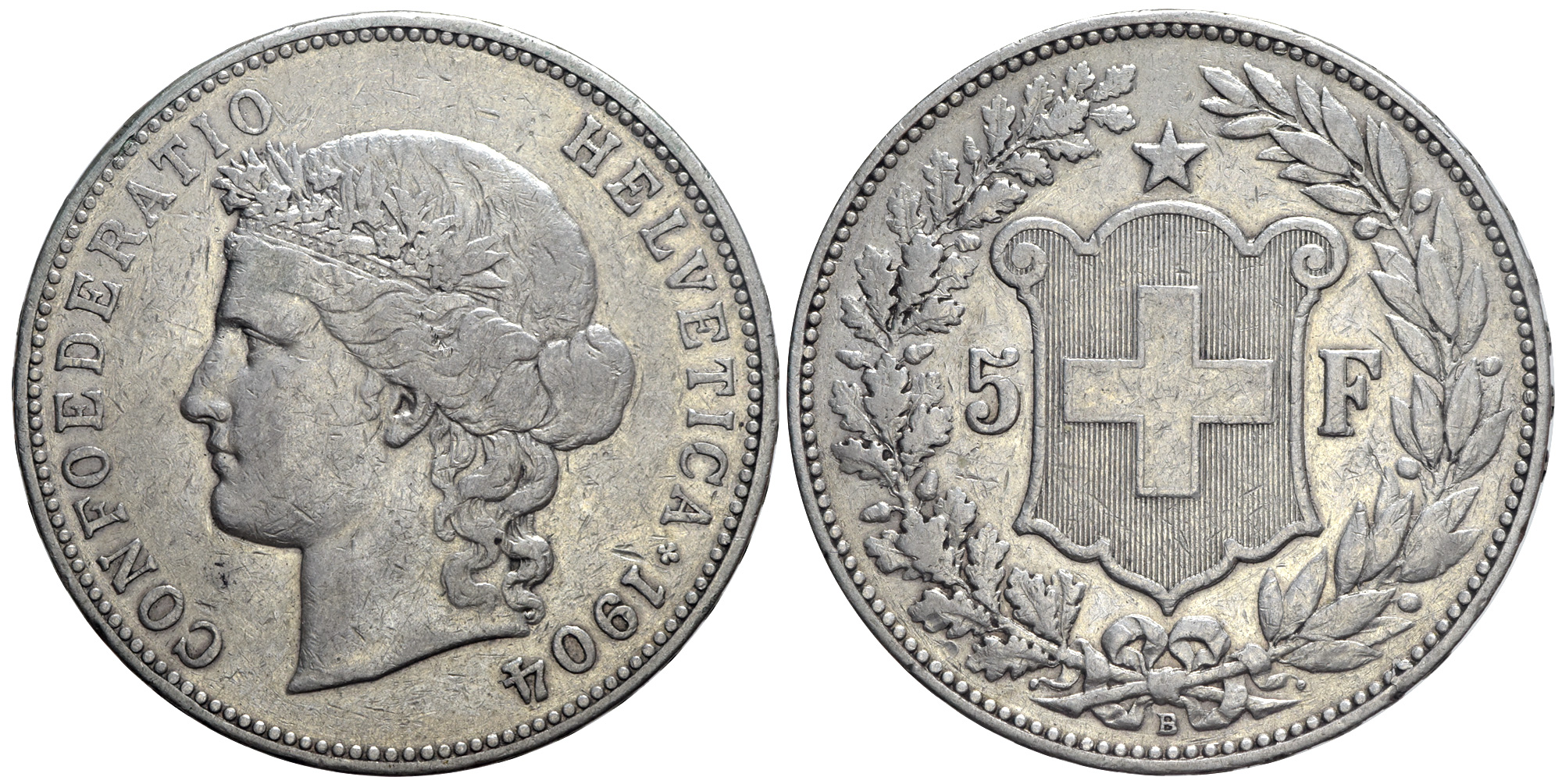 Switzerland Confoederatio Helvetica Francs 1904 