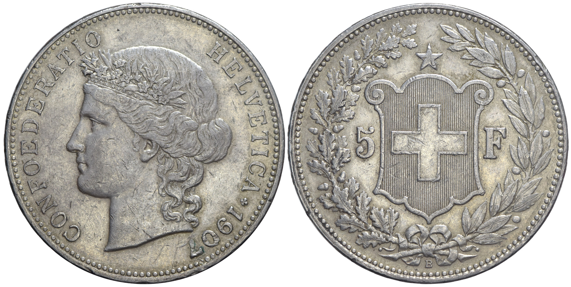 Switzerland Confoederatio Helvetica Francs 1907 