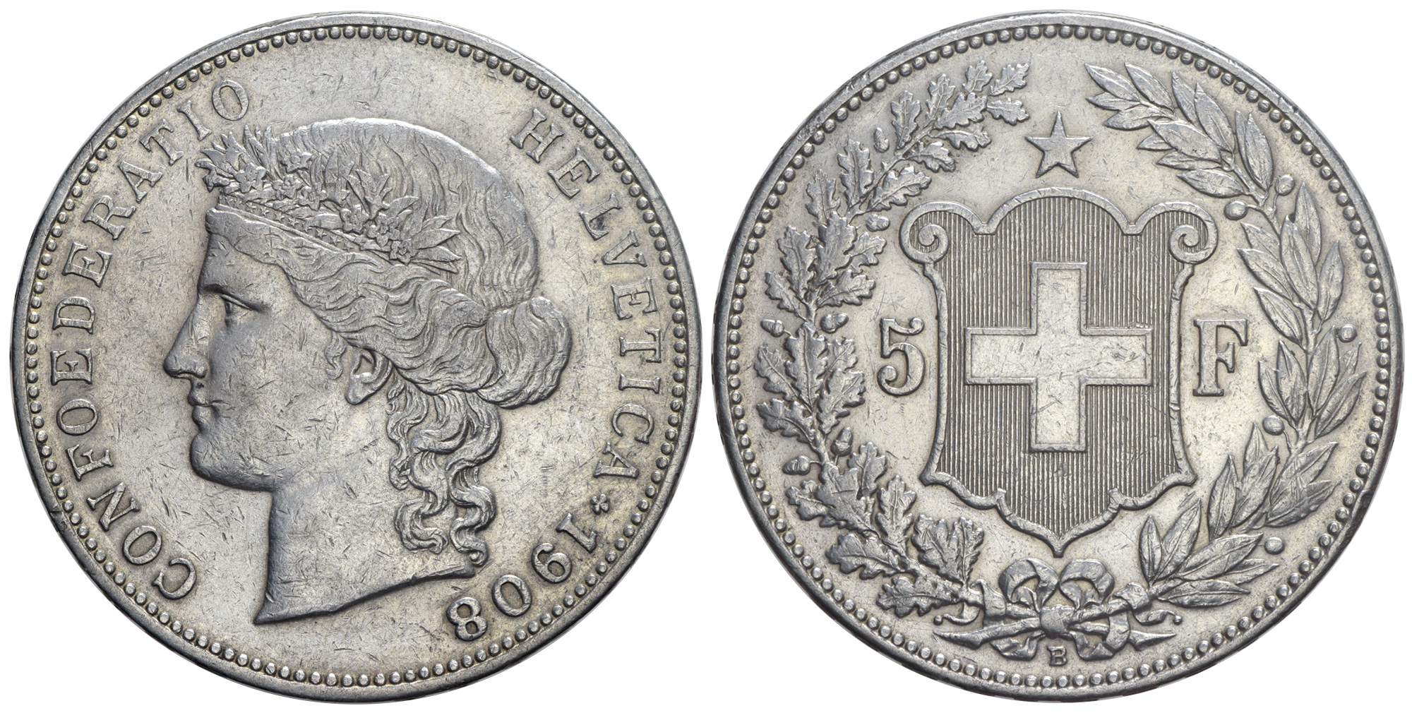 Switzerland Confoederatio Helvetica Francs 1908 