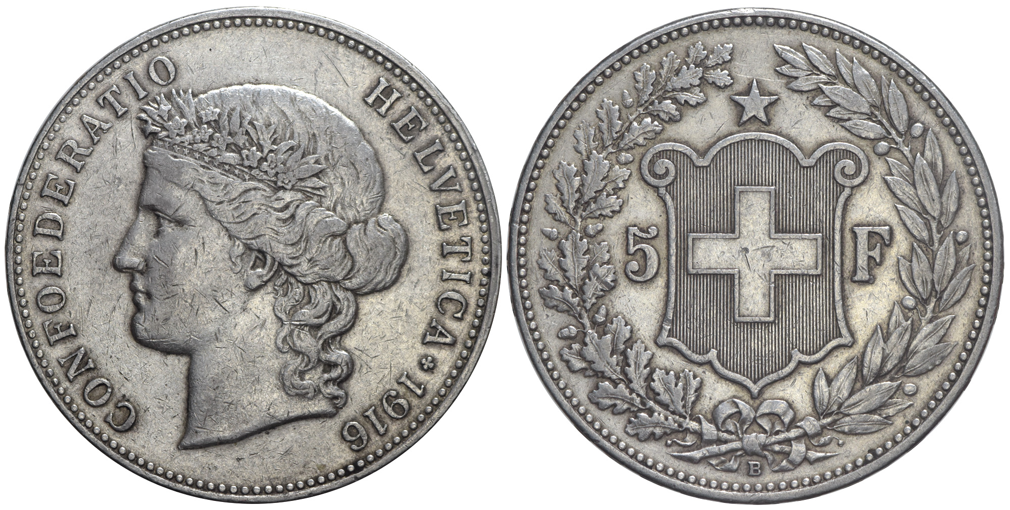 Switzerland Confoederatio Helvetica Francs 1916 