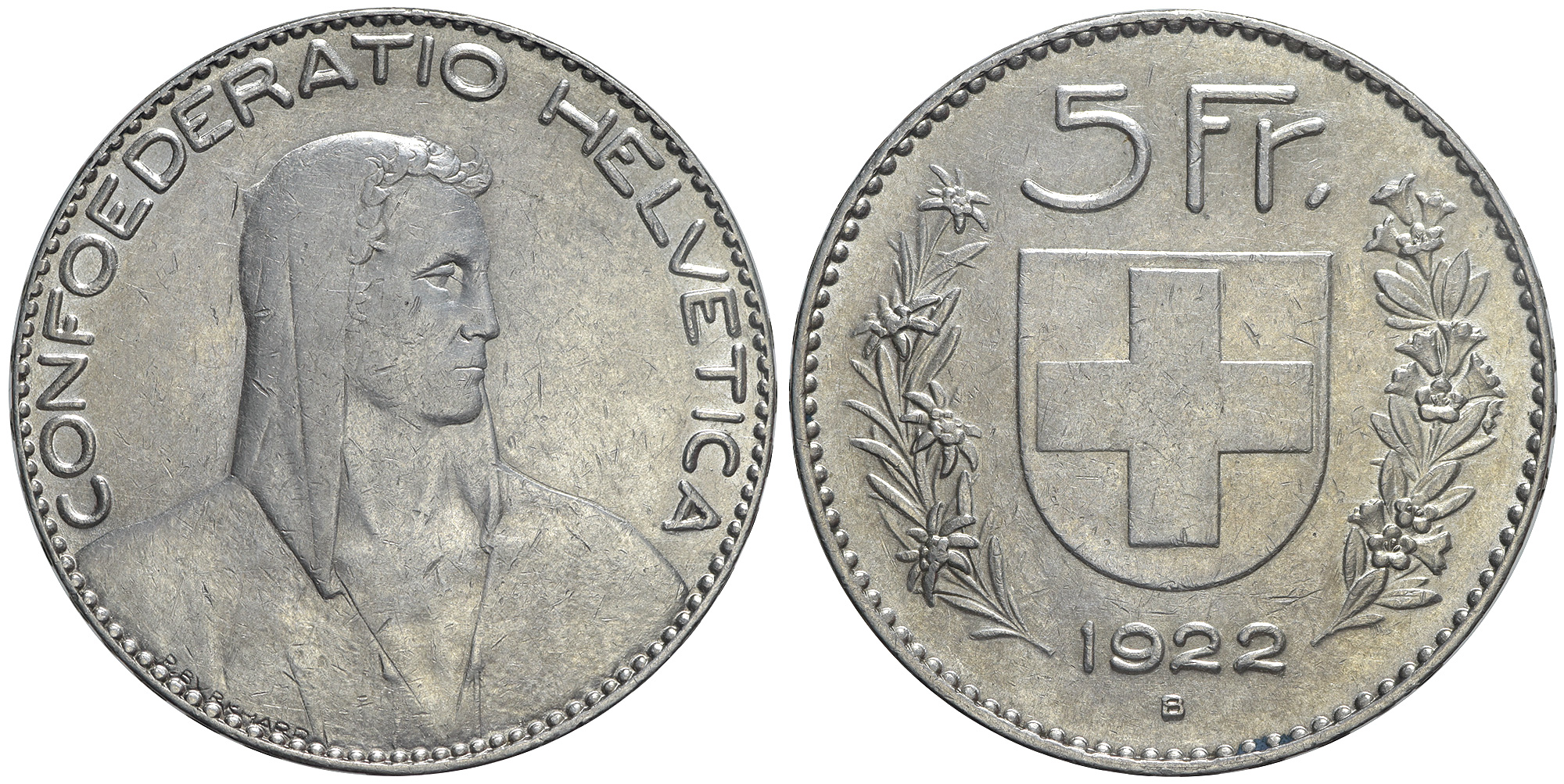 Switzerland Confoederatio Helvetica Francs 1922 