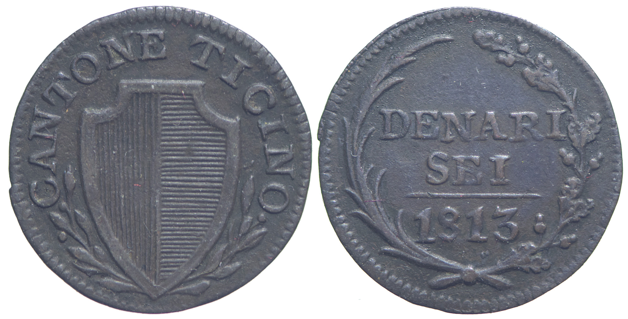 Switzerland Ticino Republic Denari 1813 