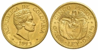 Colombia-Republic-Pesos-1927-Gold