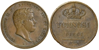 Italy-A-Regional-Mints-Napoli-Ferdinando-II-Tornesi-1840-AE