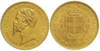 Italy-C-House-of-Savoy-Kingdom-of-Sardinia-Vittorio-Emanuele-II--Re-di-Sardegna-Lire-1856-Gold
