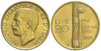 Italy-D-Kingdom-Vittorio-Emanuele-III-Lire-1923-Gold