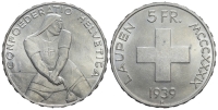 Switzerland-Commemorative-Coinage-Francs-1939-AR