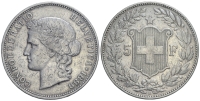 Switzerland-Confoederatio-Helvetica-Francs-1889-AR