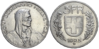 Switzerland-Confoederatio-Helvetica-Francs-1925-AR