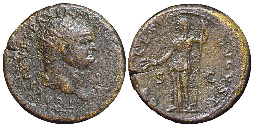 Ancient Roman Empire Titus Caesar Dupondius 